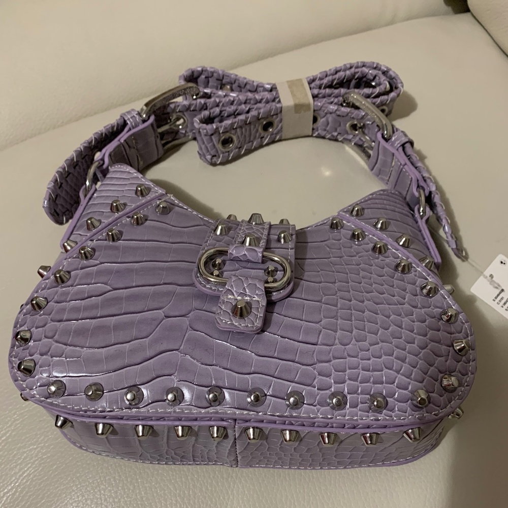 UO Devon studded shoulder bag lavender croc